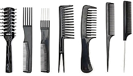 Professional Hair Brush Set - Bifull Professional Peine Set 7 Set Black — photo N1