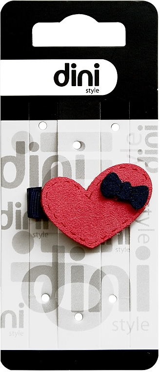 Hair Clip 'Heart with Bow', d-449 - Dini Hand Made — photo N1