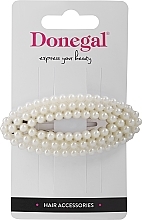 Fragrances, Perfumes, Cosmetics Hair Clip, white, oval with pearls - Donegal