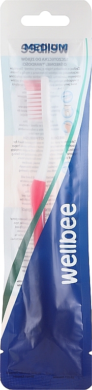 Toothbrush, medium, pink and white - Wellbee — photo N1