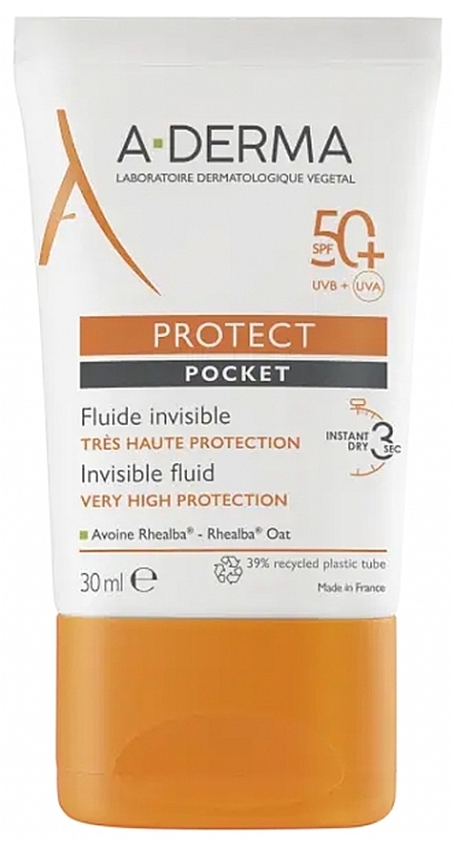 Sunscreen Fluid SPF 50+ - A-Derma Protect Pocket Fluid Invisible SPF 50+ — photo N3