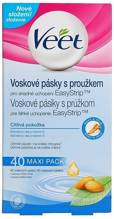 Wax Strips for Sensitive Skin with Vitamin E and Almond Oil - Veet — photo N3