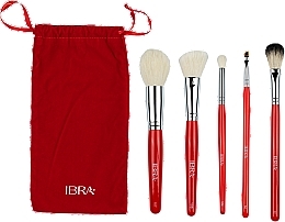 Fragrances, Perfumes, Cosmetics Makeup Brush Set in Red Case, 5 pcs. - Ibra