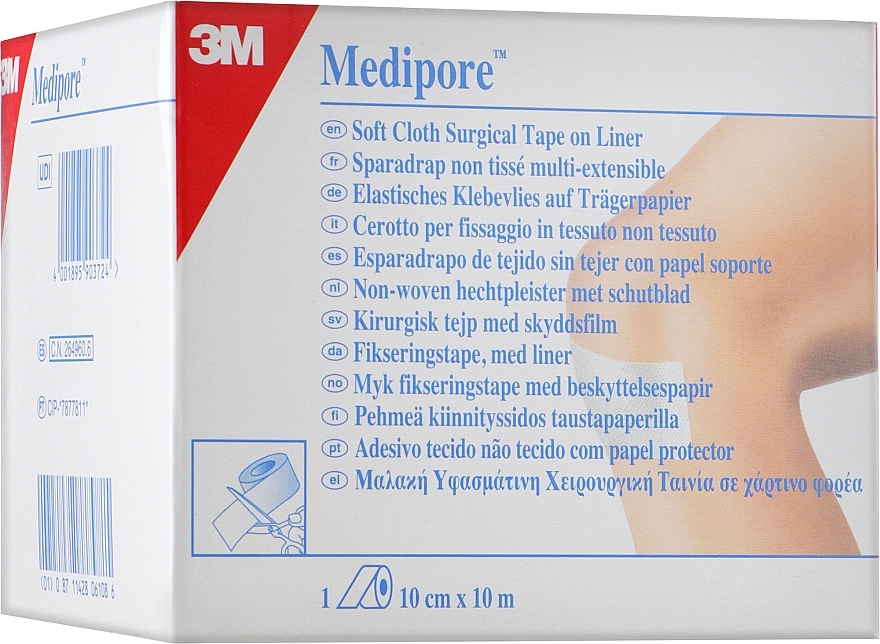 Soft Surgical Medical Patch, non-woven base, roll with liner, 10cm x 10 m - Medipore — photo N1