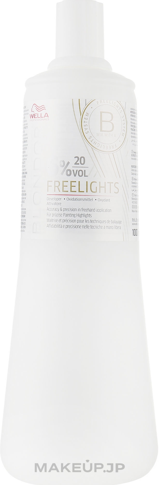 Developer 6% - Wella Professionals Blondor Freelights Oxydant 6% 20 vol  — photo 1000 ml