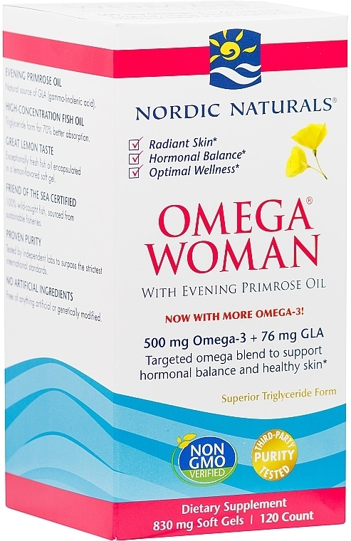 Women Evening Primrose Dietary Supplement "Omega-3" - Nordic Naturals Omega — photo N2