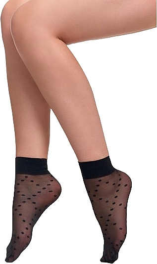 Nylon Socks, black with polka dot - Moraj — photo N1