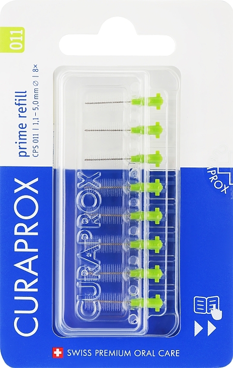Interdental Brush Set "Prime Refill", CPS 1,1 -5,0 mm, no holder, 8pcs, green lime - Curaprox — photo N1