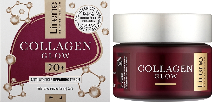 Repairing Anti-Wrinkle Face Cream 70+ - Lirene Collagen Glow Anti-Wrinkle Repairing Cream — photo N3