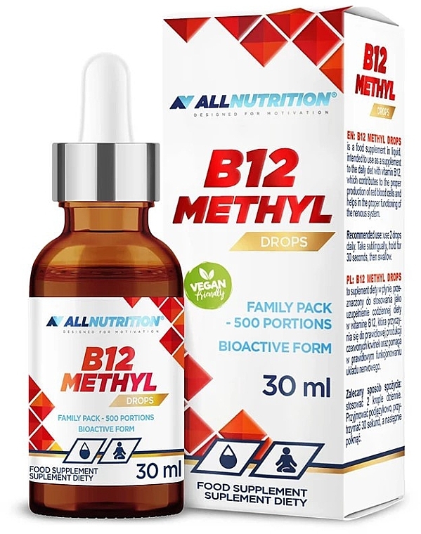 Methylcobalamin Dietary Supplement - Allnutrition B12 Methyl Drops — photo N1