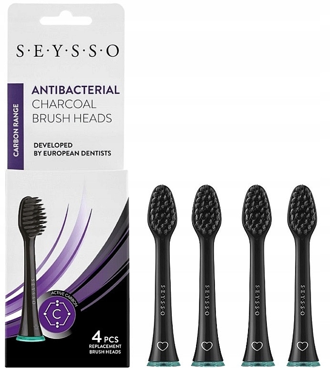 Toothbrush Head, 4 pcs - Seysso Carbon Antibacterial — photo N1