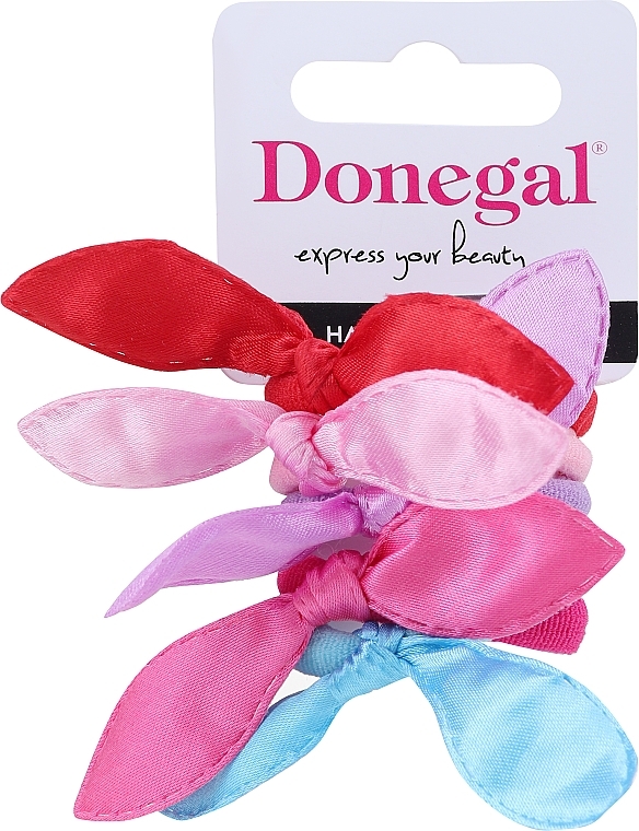 Hair Ties, 5 pcs, FA-5682+1, red+pink+lilac+blue - Donegal — photo N1