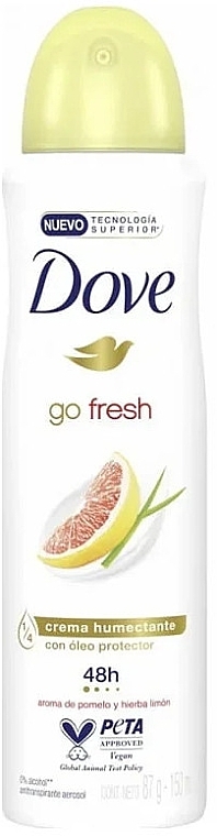 Grapefruit & Lemongrass Antiperspirant Deodorant - Dove Go Fresh 48H Grapefruit & Lemongrass Deodorant Spray — photo N1