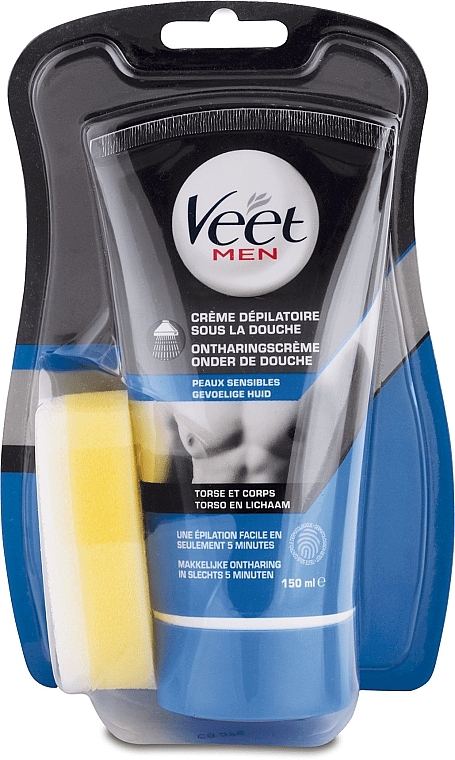 Men Shower Depilatory Cream for Sensitive Skin - Veet Men Silk & Fresh Hair Removal Cream — photo N1