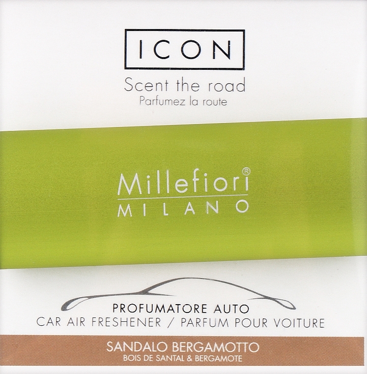 Car Air Freshener "Classic: Sandalwood & Bergamot" - Millefiori Milano Icon Car Air Freshener Icon Classic Giallo Sandalo Bergamotto — photo N1