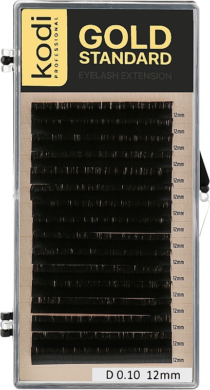 Gold Standart D 0.10 False Eyelashes (16 rows: 12 mm) - Kodi Professional — photo N1
