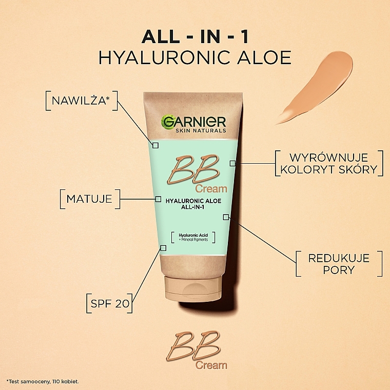 BB Cream for Oily & Combination Skin - Garnier Hyaluronic Aloe All-In-1 — photo N7