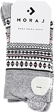 Women Long Socks with Forest Animals, grey with black pattern - Moraj — photo N1