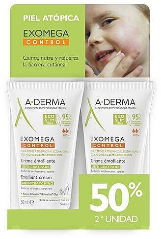 キット - A-Derma Exomega Control Emollient Cream Anti-Scratching (b/cr/2x50ml) — photo N1