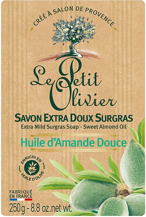 Extra Mild Soap with Sweet Almond Oil - Le Petit Olivier Vegetal Oils Soap Sweet Almond Oil — photo N1