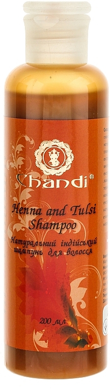 Natural Indian Shampoo "Henna & Tulsi" - Chandi Henna and Tulsi Shampoo — photo N1