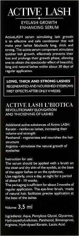 Brow and Lash Growth Serum - L'biotica Active Lash — photo N4