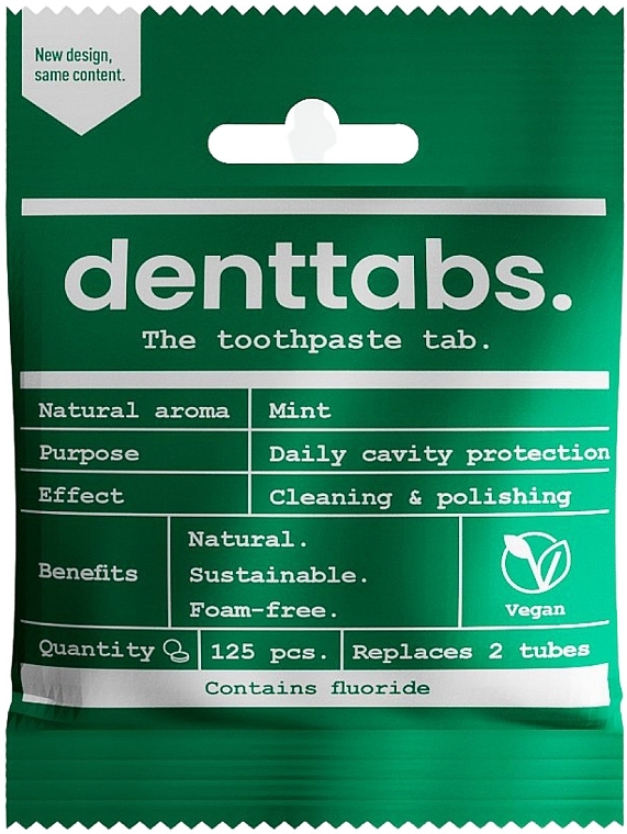 Teeth Cleansing Mint Tablets, fluoride - Denttabs Teeth Cleaning Tablets Mint With Fluoride — photo N1