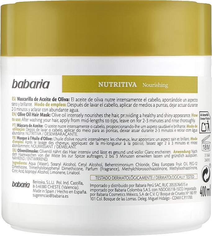 Olive Oil Hair Mask - Babaria Detangling Hair Mask With Olive Oil — photo N3