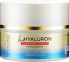 Fragrances, Perfumes, Cosmetics Ultra-Moisturizing Cream Filler - Eveline Cosmetics BioHyaluron 3X Retinol System 40+