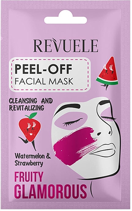 Watermelon & Strawberry Peel-Off Mask - Revuele Fruity Glamorous Peel-off Facial Mask With Watermelon&Strawberry — photo N4