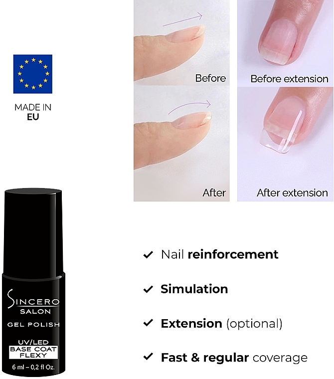 5-in-1 Gel Polish Base Coat - Sincero Salon Gel Polish Base Coat Flexy — photo N2