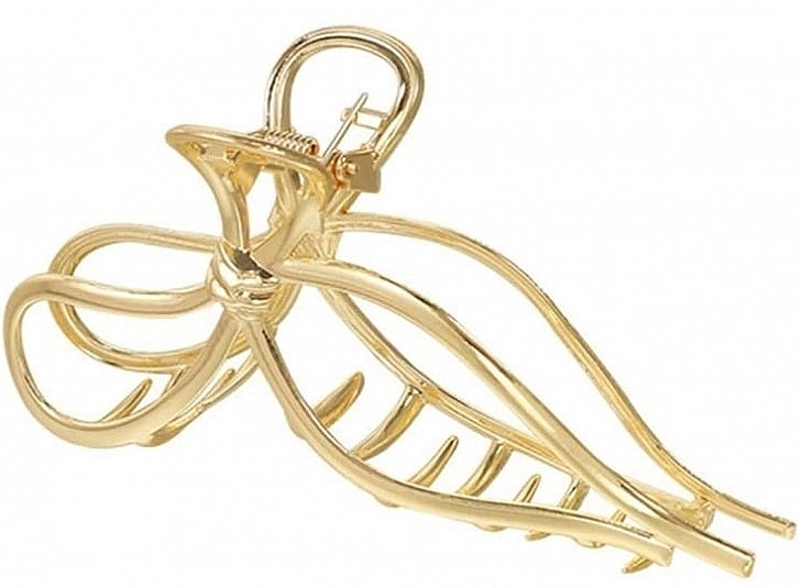 Hair Clip SP328, metal bow buckle, XL, gold - Ecarla — photo N1