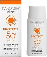 Fragrances, Perfumes, Cosmetics Sunscreen Face Emulsion - Transparent Clinic Protect SPF50+