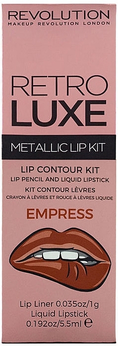 Lip Makeup Kit - Makeup Revolution Retro Luxe Kits Metallic (lipstick/5.5ml + l/pencil/1g) — photo N3