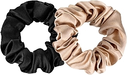 Fragrances, Perfumes, Cosmetics Midi Natural Silk Elastic Hair Band Set - MAKEUP Scrunchie Set Black Gold