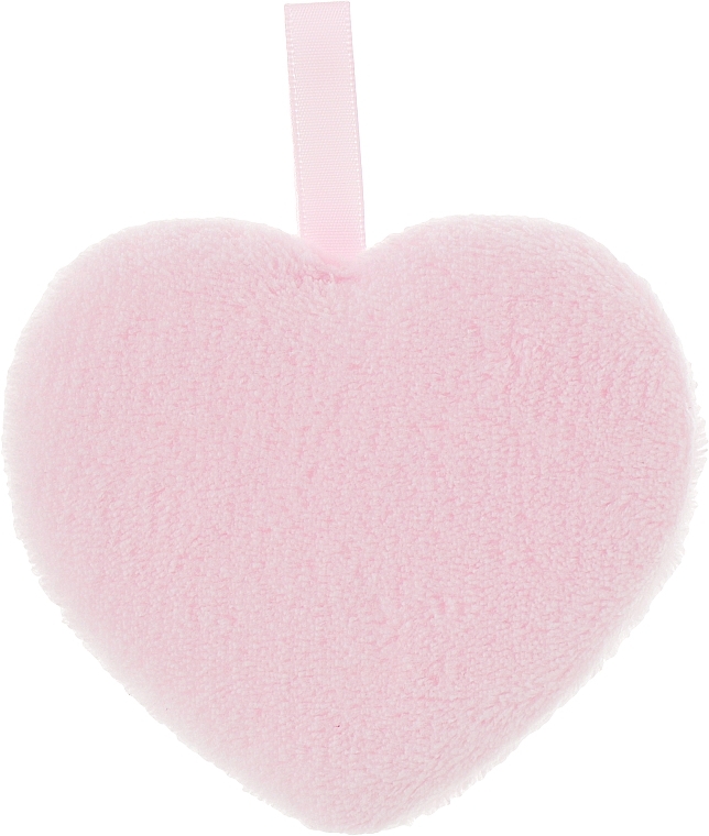 Cotton Face Cleansing Sponge 'Heart', PF-37, pink - Puffic Fashion — photo N1