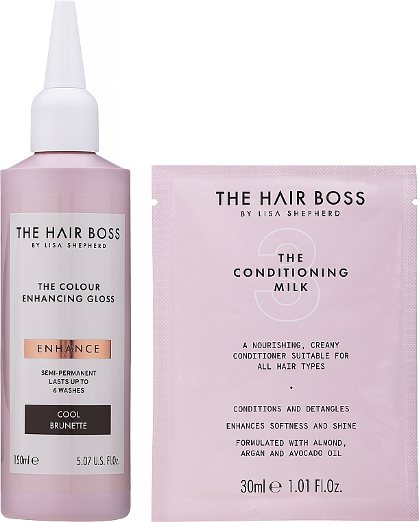 Set - The Hair Boss The Colour Enhancing Gloss Cool Brunette(h/color enhancer/150ml + h/cond/30ml) (150 ml) — photo N2