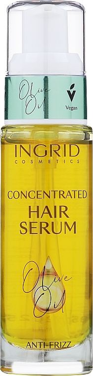 Hair Shine and Easy Combing Serum with Olive Oil - Ingrid Cosmetics Vegan Hair Serum Olive Oil Anti Frizz — photo N1