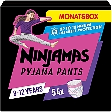 Ninjamas Pyjama Girl Diaper Pants, 8-12 years (27-43 kg), 54 pcs - Pampers — photo N1