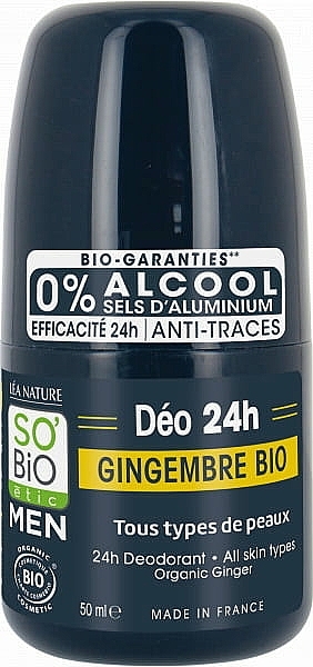 Ginger Roll-On Deodorant - So'Bio Etic Men Ginger 24H Deodorant — photo N1