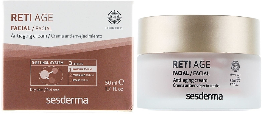 Anti-Aging 3-Retinol Face Cream for Dry Skin - SesDerma Laboratories Reti Age Facial Antiaging Cream 3-Retinol System — photo N1