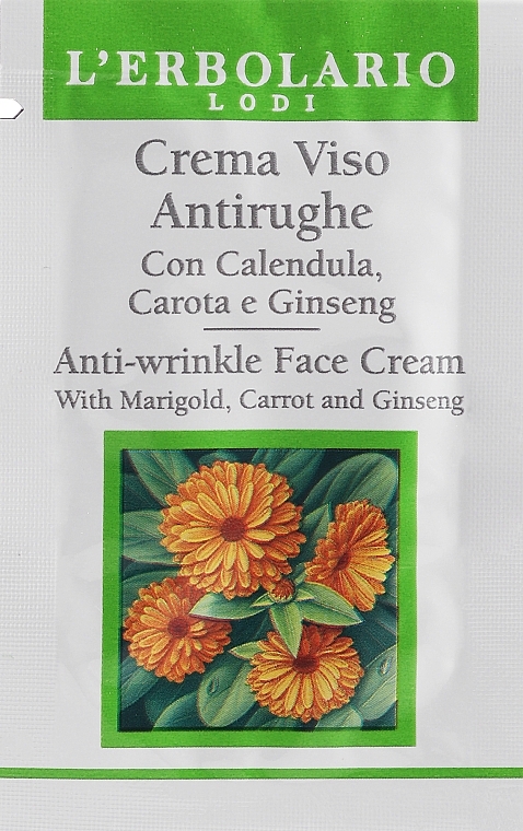 GIFT! Anti-Wrinkle Calendula, Carrot & Ginseng Cream - L'erbolario Anti-Wrinkle Face Cream With Marigold, Carrot & Ginseng (sample) — photo N3