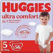 Ultra Comfort Diapers, size 5, 11-25 kg, Mega, 58 pcs. - Huggies — photo N1