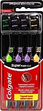 Fragrances, Perfumes, Cosmetics Medium Toothbrush Set, green+purple+purple+yellow - Colgate Super Flexi Black