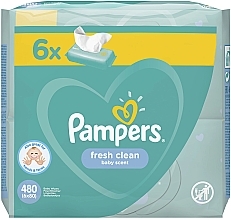 Baby Wet Wipes "Baby Fresh Clean", 6x80 pcs - Pampers — photo N2