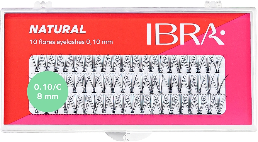 Individual Lashes C 8mm - Ibra 10 Flares Eyelash Knot Free Naturals — photo N1