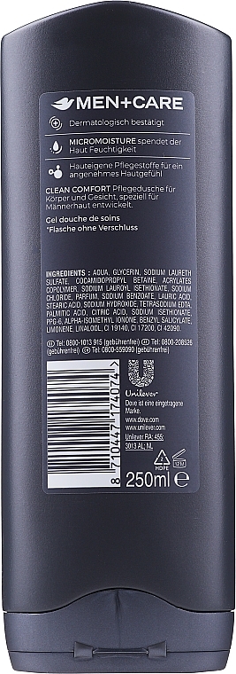 Shower Gel - Dove Men+Care Clean Comfort Body and Face Wash — photo N2