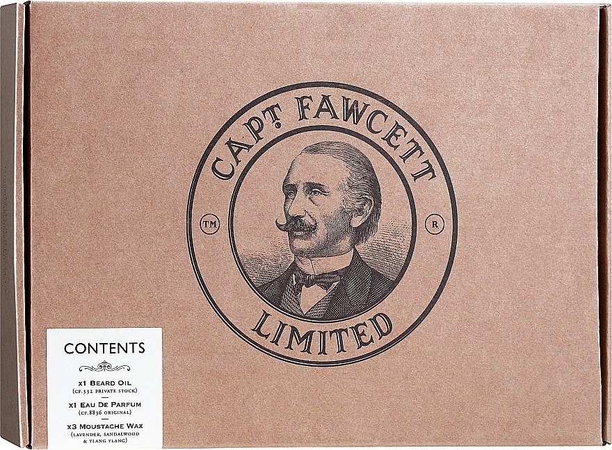 Captain Fawcett Original - Set (edp/50ml + beard/oil/50ml + wax/3x15ml) — photo N3