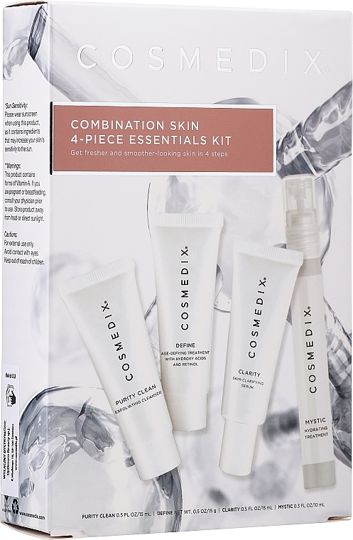 Set - Cosmedix Combination Skin 4-Piece Essentials Kit (f/cleanser/15ml + f/ser/15ml + f/ser/15ml + f/mist/15ml) — photo N2