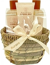 Fragrances, Perfumes, Cosmetics Almond Milk Set in Basket - Aurora Almond Milk (sh/gel/180ml + shm/180ml + b/lot/60ml)